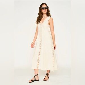 MIRTH BARCELONA DRESS IN OAT MARINE EYELET XS